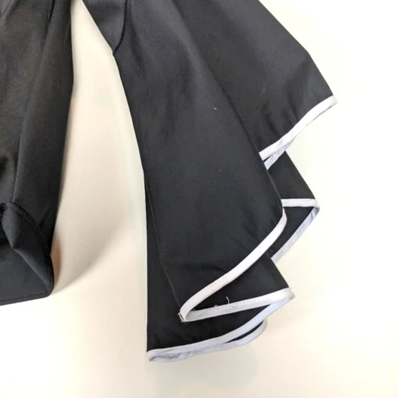 Zara Women's Off The Shoulder Poplin Ruffle Angel Sleeve Top S Black/White - Picture 5 of 6